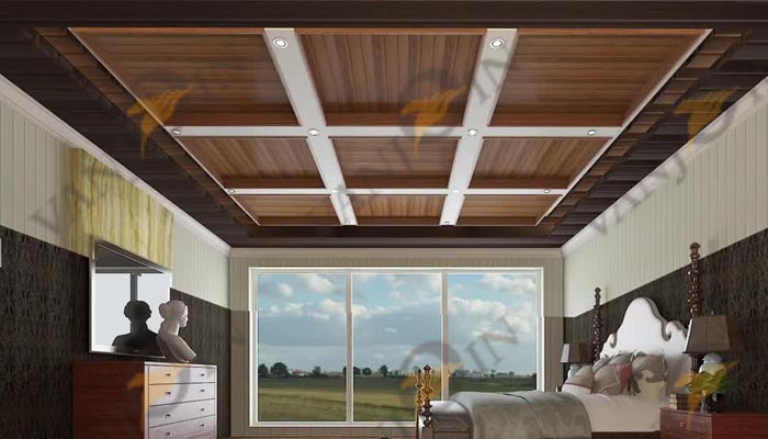 Extremely creative living room WPC ceiling design