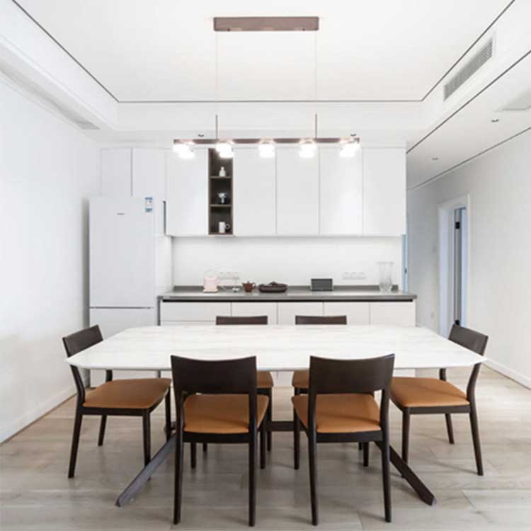 High gloss assemble modern kitchen cabinet with island layout