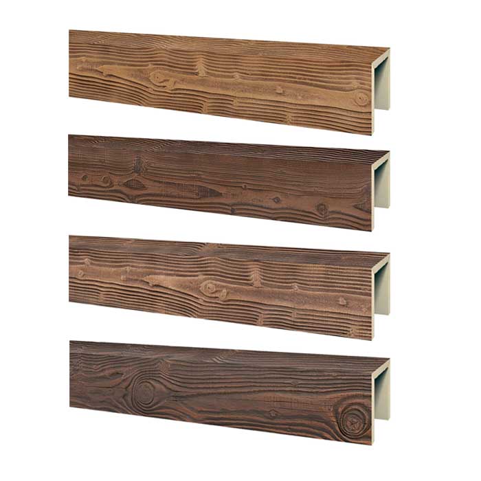 Custom texture Polyurethane Faux wood beam covers Lightweight Durable PU Faux Wood Beams for interior and exterior ceiling