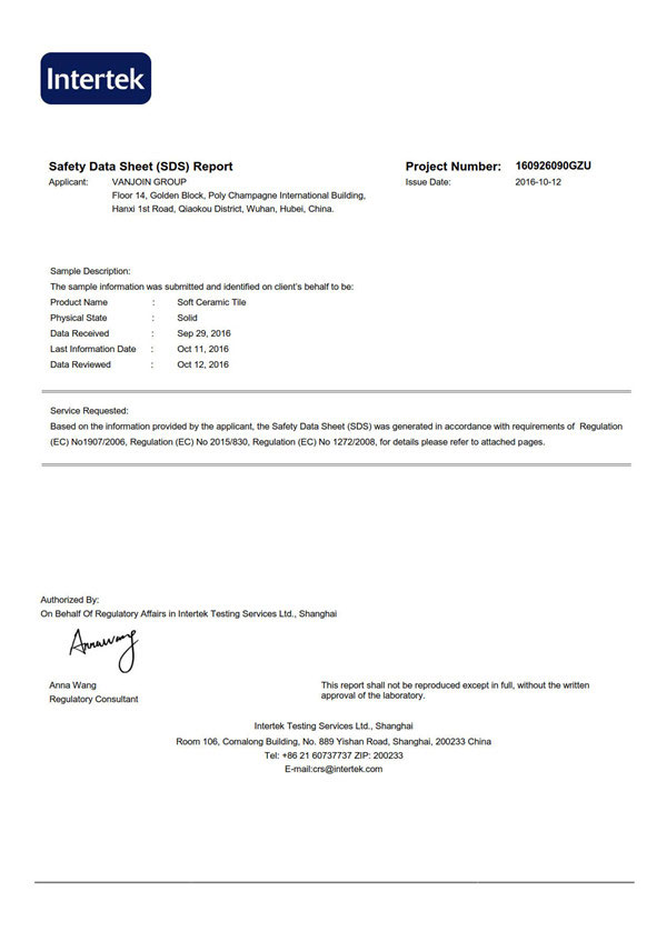 Materials Safety Data Sheet-Vanjoin Group