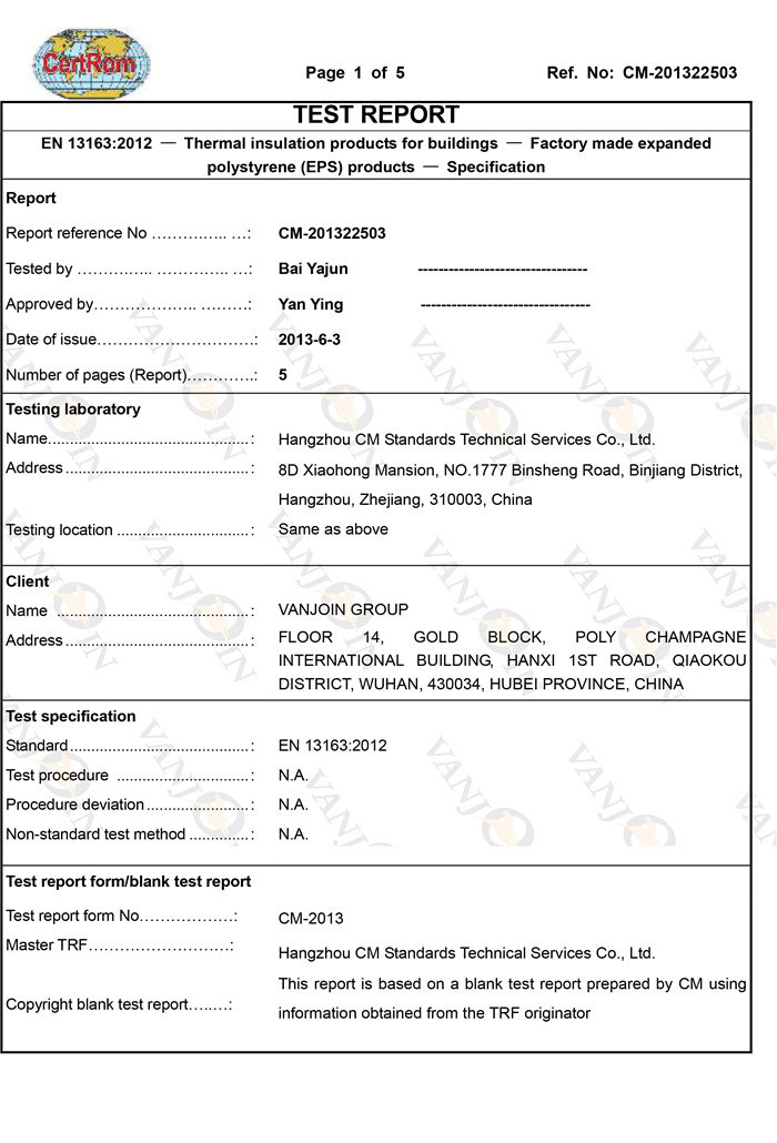 Polystyrene Wall Panel Test Report 1