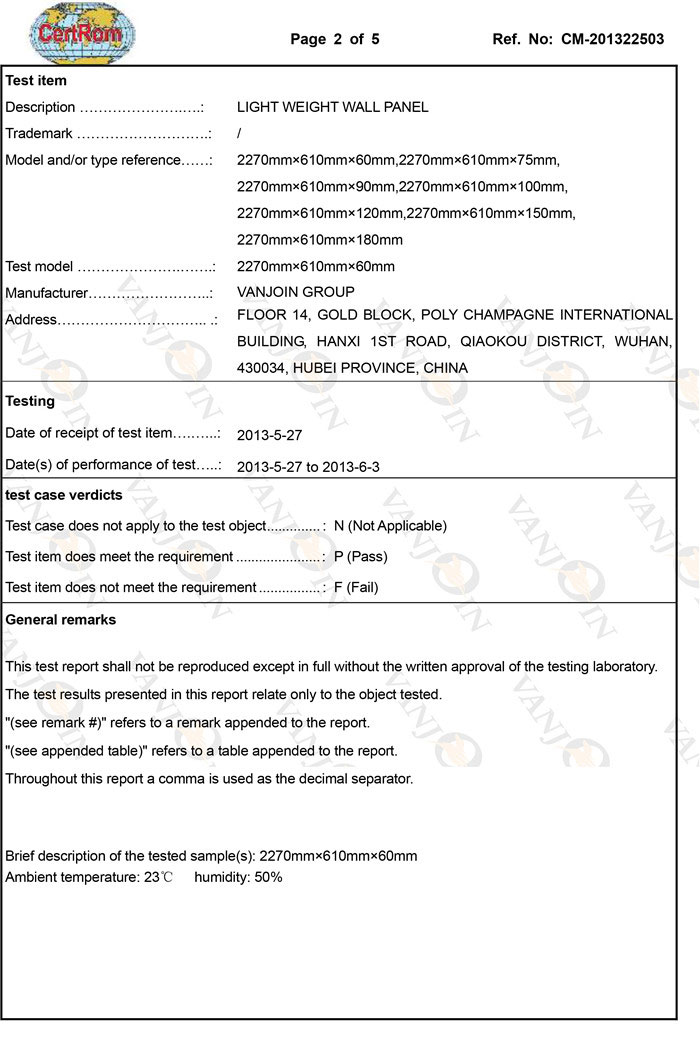 Polystyrene Wall Panel Test Report 2